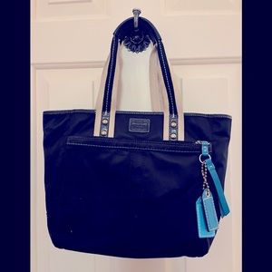 Coach Black Satin Tote.